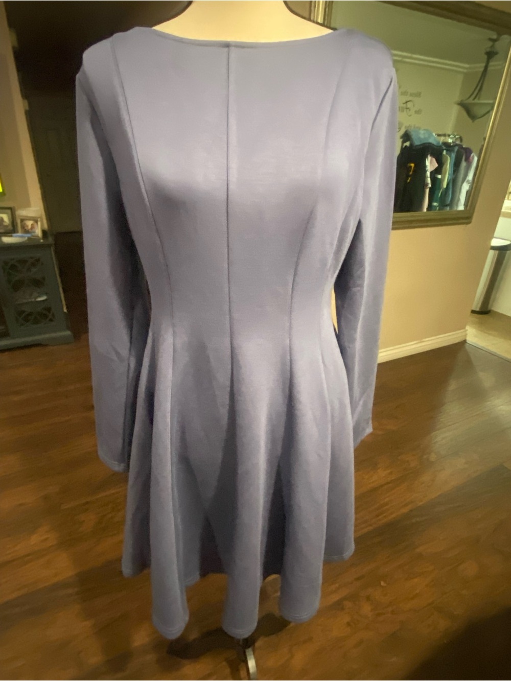 Long-Sleeve Lavender Fit & Flare Dress